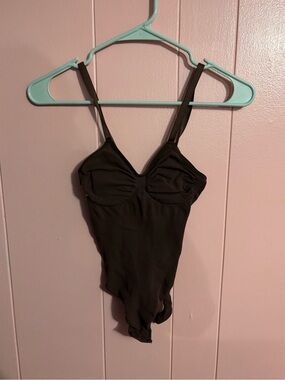 SKIMS Brown Ruched Bust One-Piece Bodysuit